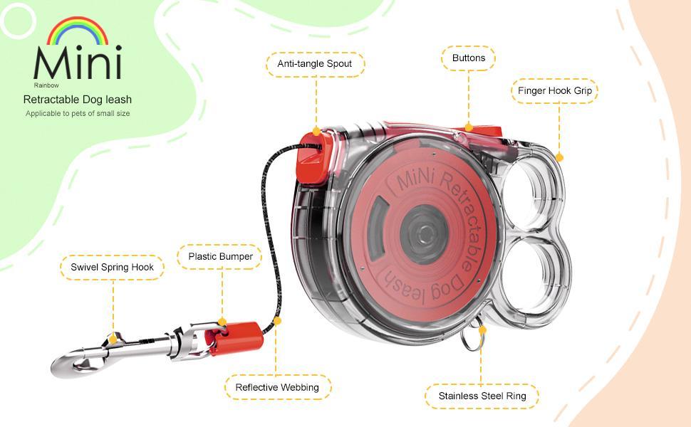 Mini Retractable Dog Leash - For Small Pets Lightweight Design Easy To Use Ideal For Outdoor Use